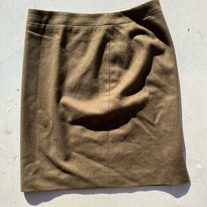 Women's J. Crew Skirt Green Pencil 6 Zip Light Open Wool Business Casual City